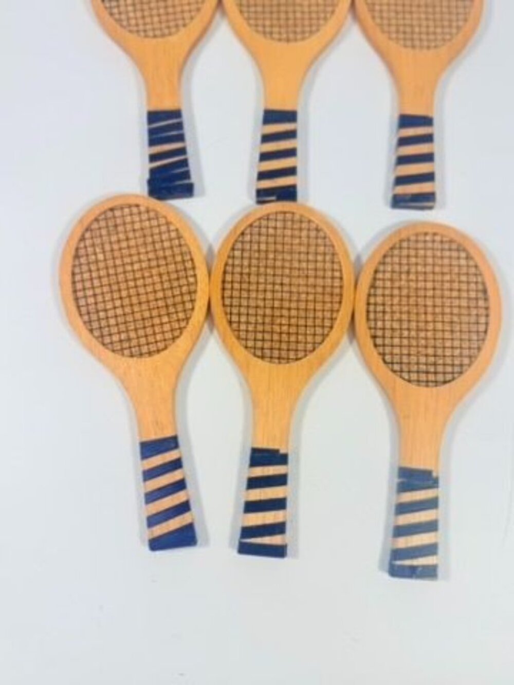 Coaster Set Cork and Wood Tennis Rackets Set 6 Unique Barware Vintage Gifts Serv - Picture 10 of 12
